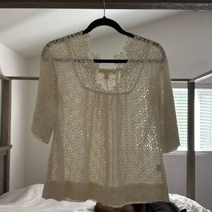 Anthropologie Staring at Stars Cream Bohemian Blouse Medium